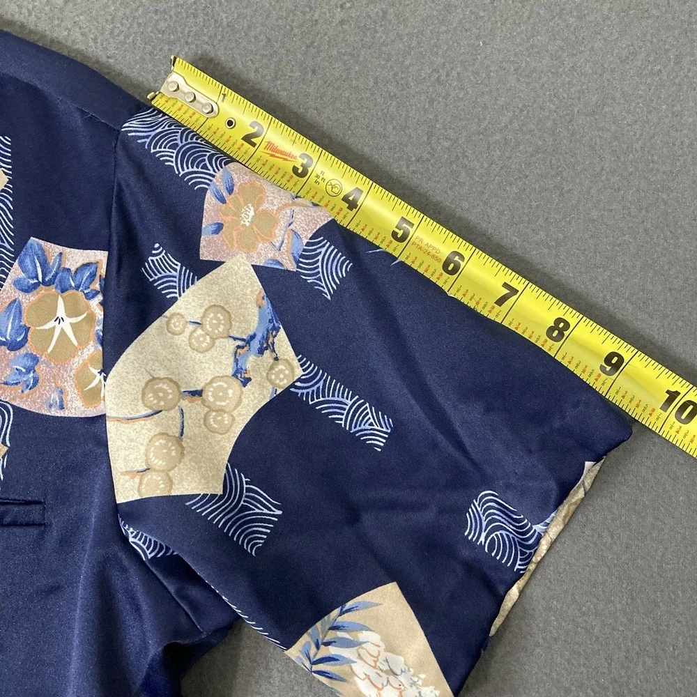 Vintage 70's Tori Richard Blue White Asian Cranes Men's M Hawaiian Aloha Shirt